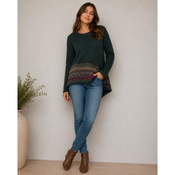 Soft Surroundings Tops - Soft Surroundings Sweater Womens PS Green Knit Tunic Boho Indie Hippie